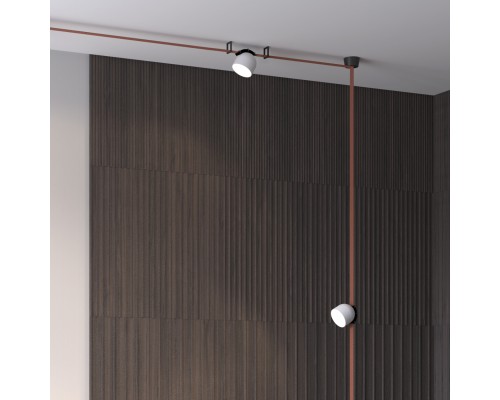 DK5543-WH+BK Поворотный светильник для трека-ремня Belty, серия Spot, со светодиодом, D100*H107мм, 48V DC, 12W, RA90, 120°, 3000K, IP20, белый с черным, алюминий