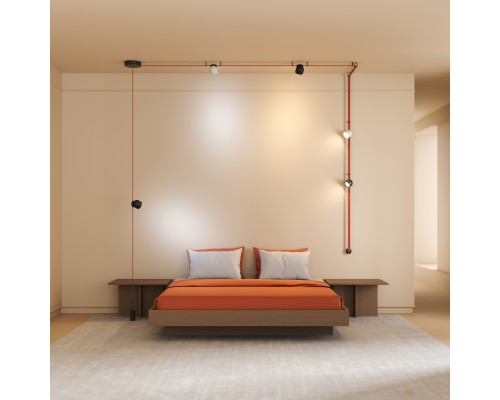 DK5640-WH+BK Поворотный светильник для трека-ремня Belty Smart, серия Spot, со светодиодом, D100*H107мм, 48V DC, 12W, RA90, 38°, 2700-6000K, IP20, белый с черным, алюминий