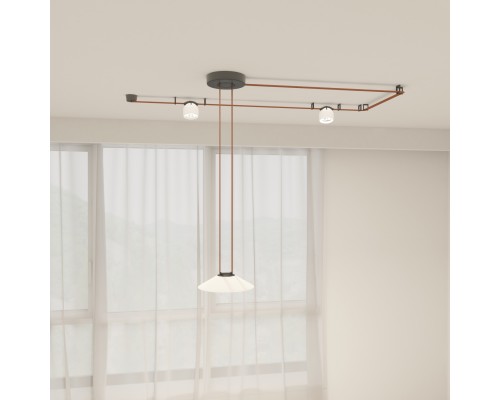 DK5540-WH+BK Поворотный светильник для трека-ремня Belty, серия Spot, со светодиодом, D100*H107мм, 48V DC, 12W, RA90, 38°, 4000K, IP20, белый с черным, алюминий