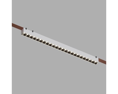 DK5572-WB Cветильник для трека-ремня Belty, серия Grill, со светодиодом, L642*W40*H45мм, 48V DC, 24W, RA90, 24°, 4000K, IP20, белый с черным, алюминий