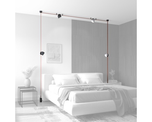 DK5543-WH+BK Поворотный светильник для трека-ремня Belty, серия Spot, со светодиодом, D100*H107мм, 48V DC, 12W, RA90, 120°, 3000K, IP20, белый с черным, алюминий