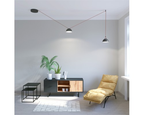 DK5560-BK Cветильник для трека-ремня Belty, серия Flow со светодиодом, D220*H117мм, 48V DC, 24W, RA90, 120°, 4000K, IP20, черный, алюминий