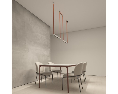 DK5573-WB Cветильник для трека-ремня Belty, серия Grill, со светодиодом, L642*W40*H45мм, 48V DC, 24W, RA90, 24°, 3000K, IP20, белый с черным, алюминий