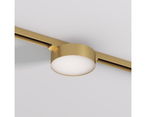 DK5762-SB Светильник для трека SHINE FLOW со светодиодом, D95*H28, 48V DC, 8W, RA?90, 3000K, IP20, сатинированная латунь, алюминий