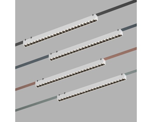 DK5572-WB Cветильник для трека-ремня Belty, серия Grill, со светодиодом, L642*W40*H45мм, 48V DC, 24W, RA90, 24°, 4000K, IP20, белый с черным, алюминий