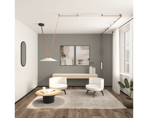 DK5668-WH+BK Cветильник для трека-ремня Belty Smart, серия Flow, со светодиодом, D600*H122мм, 48V DC, 24W, RA90, 120°, 2700-6500K, IP20, белый с черным, алюминий