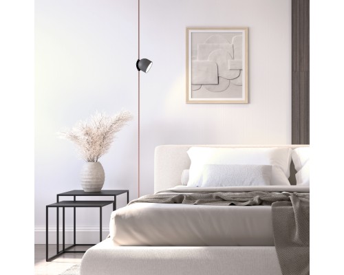 DK5543-BK Поворотный светильник для трека-ремня Belty, серия Spot, со светодиодом, D100*H107мм, 48V DC, 12W, RA90, 120°, 3000K, IP20, черный, алюминий