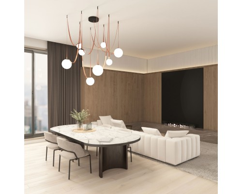 DK5555-BK Cветильник для трека-ремня Belty, серия Orb, со светодиодом, D230*H236мм, 48V DC, 15W, RA90, 120°, 3000K, IP20, черный, акрил