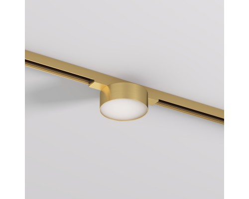 DK5761-SB Светильник для трека SHINE FLOW со светодиодом, D74*H28, 48V DC, 6W, RA?90, 3000K, IP20, сатинированная латунь, алюминий