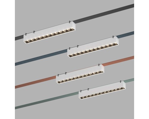 DK5571-WB Cветильник для трека-ремня Belty, серия Grill, со светодиодом, L323*W40*H45мм, 48V DC, 12W, RA90, 24°, 3000K, IP20, белый с черным, алюминий