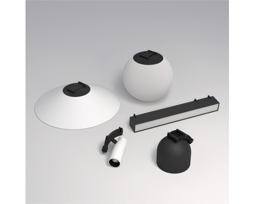 DK5546-BW+BK Поворотный светильник для трека-ремня Belty, серия Spot, со светодиодом, D35*L126.5мм, 48V DC, 7W, RA90, 30°, 4000K, IP20, белый с черным, алюминий