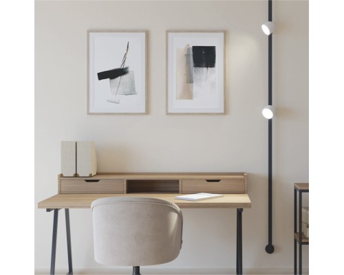 DK5543-WH+BK Поворотный светильник для трека-ремня Belty, серия Spot, со светодиодом, D100*H107мм, 48V DC, 12W, RA90, 120°, 3000K, IP20, белый с черным, алюминий