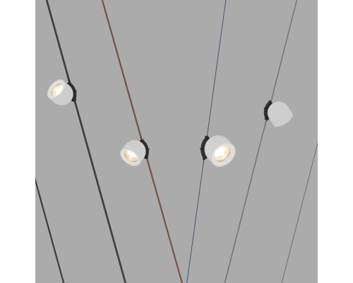 DK5541-WH+BK Поворотный светильник для трека-ремня Belty, серия Spot, со светодиодом, D100*H107мм, 48V DC, 12W, RA90, 38°, 3000K, IP20, белый с черным, алюминий