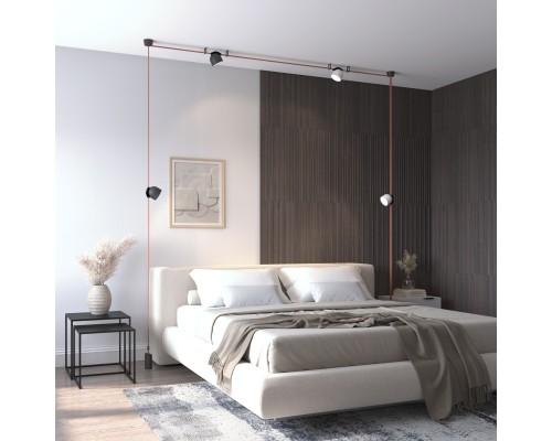 DK5543-WH+BK Поворотный светильник для трека-ремня Belty, серия Spot, со светодиодом, D100*H107мм, 48V DC, 12W, RA90, 120°, 3000K, IP20, белый с черным, алюминий