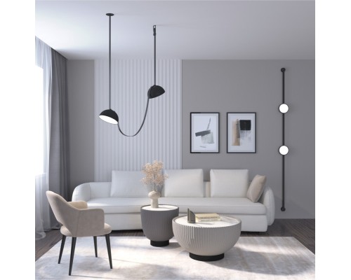 DK5561-BK Cветильник для трека-ремня Belty, серия Flow со светодиодом, D220*H117мм, 48V DC, 24W, RA90, 120°, 3000K, IP20, черный, алюминий