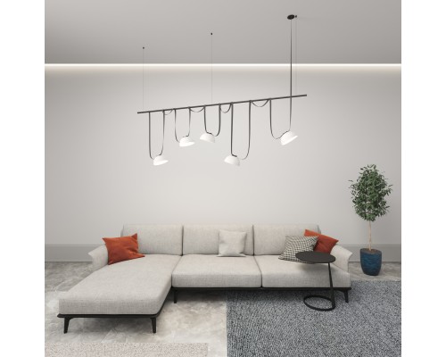 DK5560-WH+BK Cветильник для трека-ремня Belty, серия Flow, со светодиодом, D220*H117мм, 48V DC, 24W, RA90, 120°, 4000K, IP20, белый с черным, алюминий