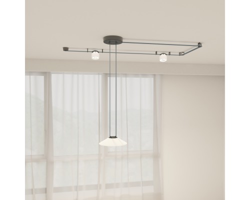 DK5564-WH+BK Cветильник для трека-ремня Belty, серия Flow, со светодиодом, D300*H71мм, 48V DC, 20W, RA90, 120°, 4000K, IP20, белый с черным, алюминий