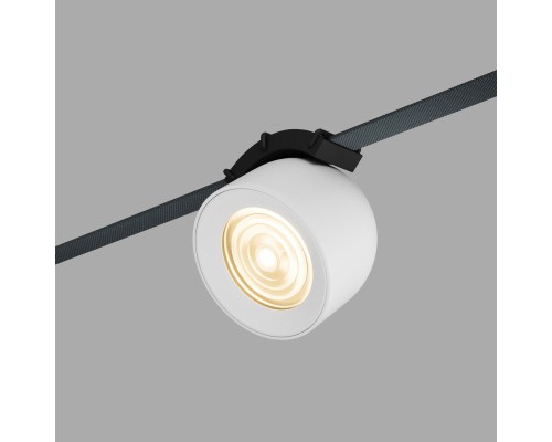 DK5541-WH+BK Поворотный светильник для трека-ремня Belty, серия Spot, со светодиодом, D100*H107мм, 48V DC, 12W, RA90, 38°, 3000K, IP20, белый с черным, алюминий