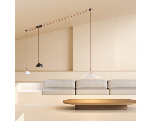 DK5664-WH+BK Cветильник для трека-ремня Belty Smart, серия Flow, со светодиодом, D300*H71мм, 48V DC, 20W, RA90, 120°, 2700-6500K, IP20, белый с черным, алюминий