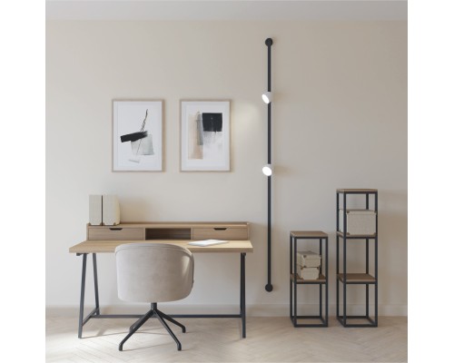 DK5542-WH+BK Поворотный светильник для трека-ремня Belty, серия Spot, со светодиодом, D100*H107мм, 48V DC, 12W, RA90, 120°, 4000K, IP20, белый с черным, алюминий