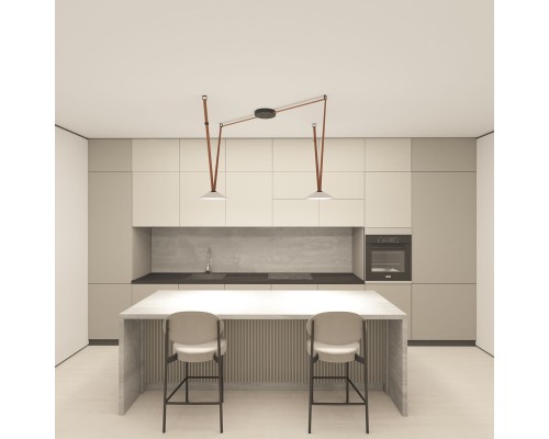 DK5564-WH+BK Cветильник для трека-ремня Belty, серия Flow, со светодиодом, D300*H71мм, 48V DC, 20W, RA90, 120°, 4000K, IP20, белый с черным, алюминий