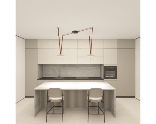 DK5565-WH+BK Cветильник для трека-ремня Belty, серия Flow, со светодиодом, D300*H71мм, 48V DC, 12W, RA90, 120°, 3000K, IP20, белый с черным, алюминий