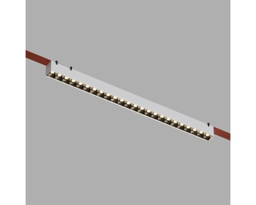 DK5573-WB Cветильник для трека-ремня Belty, серия Grill, со светодиодом, L642*W40*H45мм, 48V DC, 24W, RA90, 24°, 3000K, IP20, белый с черным, алюминий