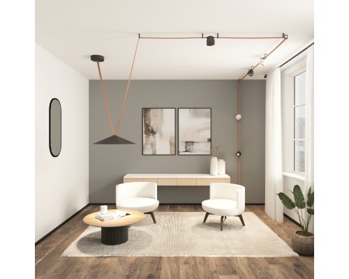 DK5668-BK Cветильник для трека-ремня Belty Smart, серия Flow, со светодиодом, D600*H122мм, 48V DC, 24W, RA90, 120°, 2700-6500K, IP20, черный, алюминий