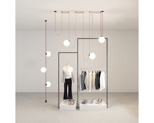 DK5555-BK Cветильник для трека-ремня Belty, серия Orb, со светодиодом, D230*H236мм, 48V DC, 15W, RA90, 120°, 3000K, IP20, черный, акрил