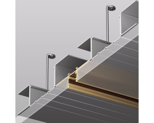 Трек SHINE HIDE для ГКЛ 12,5мм, 2м, 48В DC, IP20, сатинированная латунь, алюминий