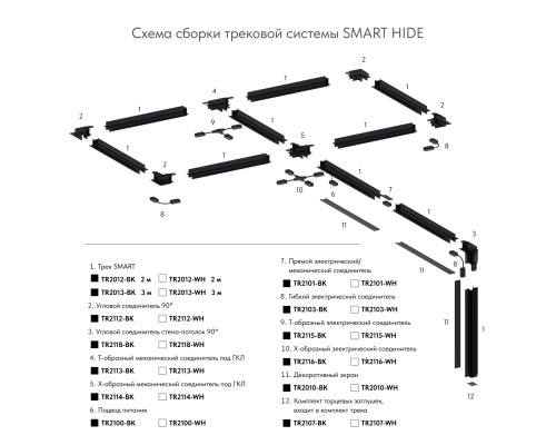 TR2013-WH  Встраиваемый шинопровод SMART 3м под ГКЛ, белый