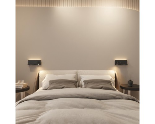 Светильник настенный CHARGELUX, с функцией беспроводной зарядки, USB-A , 3Вт+8Вт, 3000К, правый, алюминий, черный