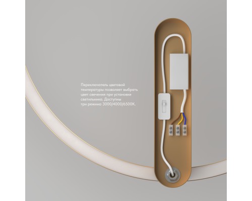 DK5035-SG Бра ROUND со светодиодом, IP20, 24W, 3000/4000/6500K, матовое золото, алюминий