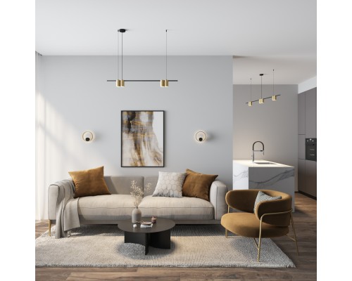 DK5060-BK+SG Бра ORBIT, IP20, 3000К, LED, 10 Вт, черный + сатинированное золото, алюминий