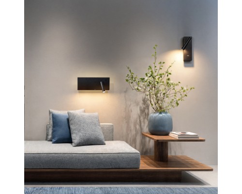 Светильник настенный CHARGELUX, с функцией беспроводной зарядки, USB-A , 3Вт+8Вт, 3000К, левый, алюминий, черный