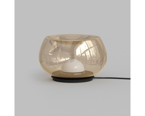 Настольная лампа FLOA, 8 Вт, 3000К, ?220 мм, металл, стекло, черный, янтарный