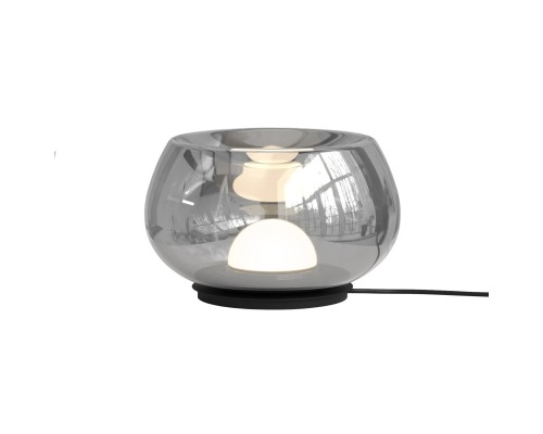 Настольная лампа FLOA, 8 Вт, 3000К, ?220 мм, металл, стекло, черный, дымчатый серый