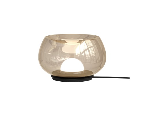 Настольная лампа FLOA, 8 Вт, 3000К, ?220 мм, металл, стекло, черный, янтарный