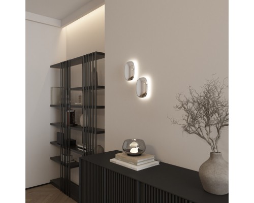 Настольная лампа FLOA, 8 Вт, 3000К, ?220 мм, металл, стекло, черный, дымчатый серый