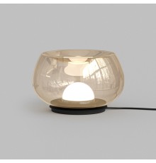 Настольная лампа FLOA, 8 Вт, 3000К, ?220 мм, металл, стекло, черный, янтарный