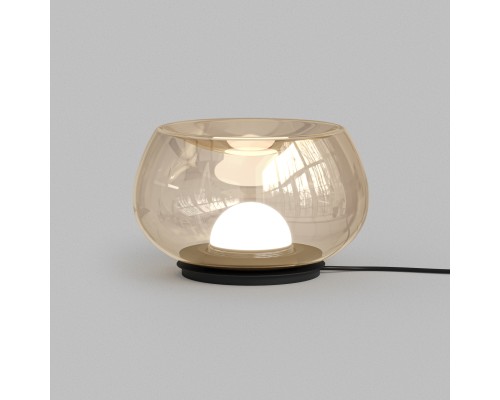 Настольная лампа FLOA, 8 Вт, 3000К, ?220 мм, металл, стекло, черный, янтарный