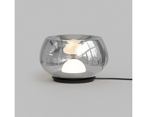 Настольная лампа FLOA, 8 Вт, 3000К, ?220 мм, металл, стекло, черный, дымчатый серый