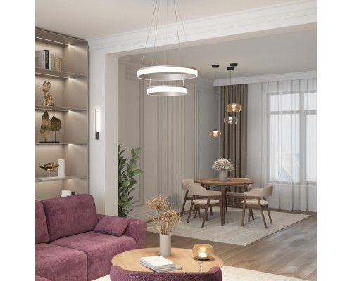 Настольная лампа FLOA, 8 Вт, 3000К, ?220 мм, металл, стекло, черный, янтарный