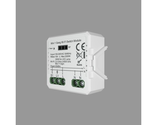 RL1001-SM Одноканальное Wi-Fi реле-выключатель 1 x 2300 Вт / 250 Вт для LED