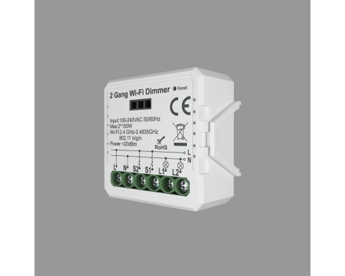 RL1004-DM Двухканальное Wi-Fi реле-диммер 2 x 150 Вт