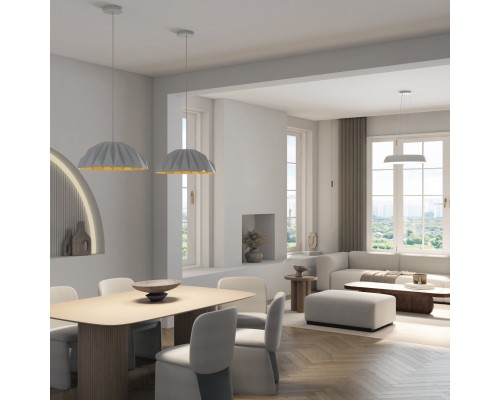 Светильник подвесной ORIGAMI, 20 Вт, 3000К, ?560x1500 мм, металл+акрил, белый + матовое золото