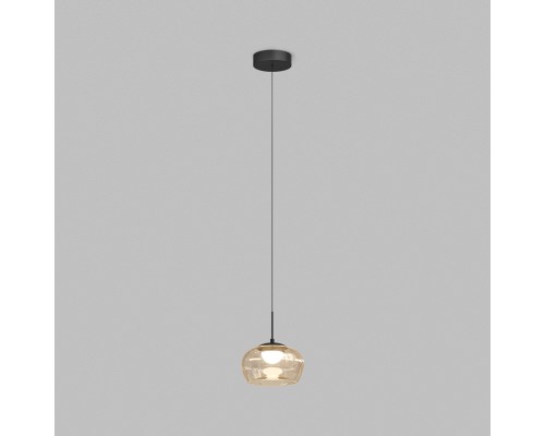 Светильник подвесной FLOA, 12 Вт, 3000К, ?220?1500 мм, металл, стекло, черный, янтарный