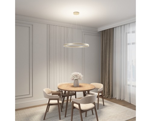 Светильник подвесной RAYDIA, 40 Вт, 3000–4000К, ?600?1500 мм, металл+акрил, матовое золото, свет вве