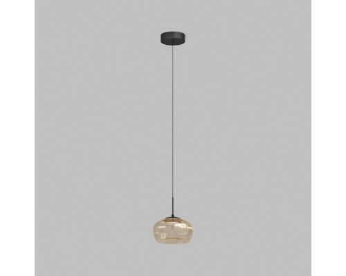 Светильник подвесной FLOA, 12 Вт, 3000К, ?220?1500 мм, металл, стекло, черный, янтарный