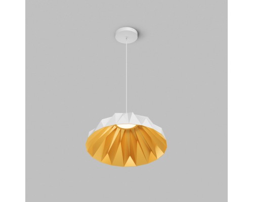 Светильник подвесной ORIGAMI, 20 Вт, 3000К, ?560x1500 мм, металл+акрил, белый + матовое золото